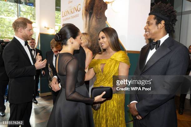 Prince Harry, Duke of Sussex and Meghan, Duchess of Sussex meets cast and crew, including Beyonce Knowles-Carter Jay-Z as they attend the European...