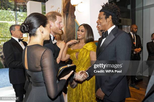 Prince Harry, Duke of Sussex and Meghan, Duchess of Sussex meet cast and crew, including Beyonce Knowles-Carter Jay-Z as they attend the European...