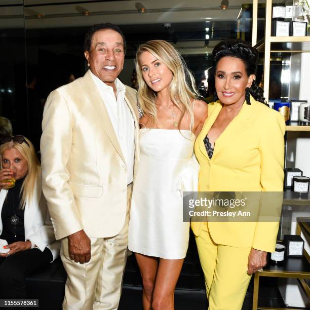 Smokey Robinson, Logan Hollowell and Frances Glandney attend Ira and Bill DeWitt's Saint candle launch benefiting St. Jude Children's Research...