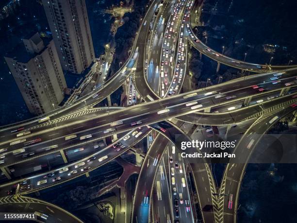 shanghai high way at night - bridge architecture up close night stock pictures, royalty-free photos & images