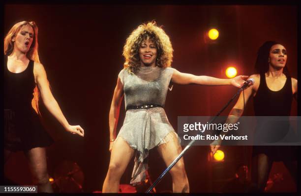 Tina Turner performs on stage at Ahoy, Rotterdam, Netherlands, 4th November 1990.