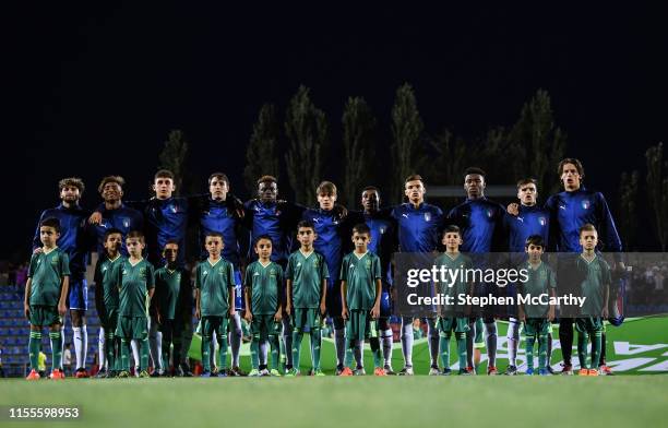 July 2019; The Italy team prior to the 2019 UEFA European U19 Championships group A match between Italy and Portugal at Banants Stadium in Yerevan,...