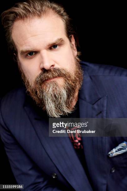 Actor David Harbour is photographed at Netflix's Junket for 'Stranger Things' Season 3 at The London Hotel on June 27, 2019 in West Hollywood,...
