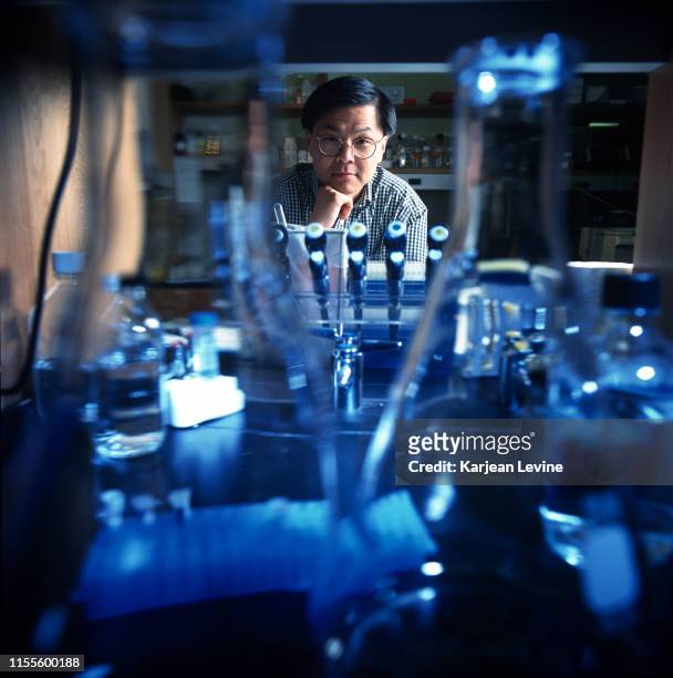 Leading AIDS researcher Dr. David Ho poses for a portrait in his lab at the Aaron Diamond AIDS Research Center on May 27, 1998 in New York City, New...