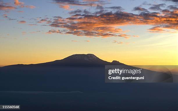 kilimanjaro, africas highest mountain at sunset (2) - mount meru stock pictures, royalty-free photos & images
