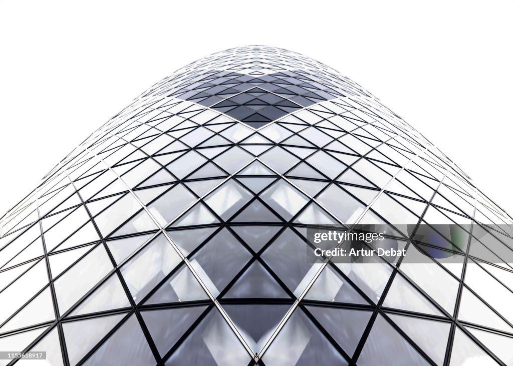 Minimal view of the Gherkin skyscraper of London.
