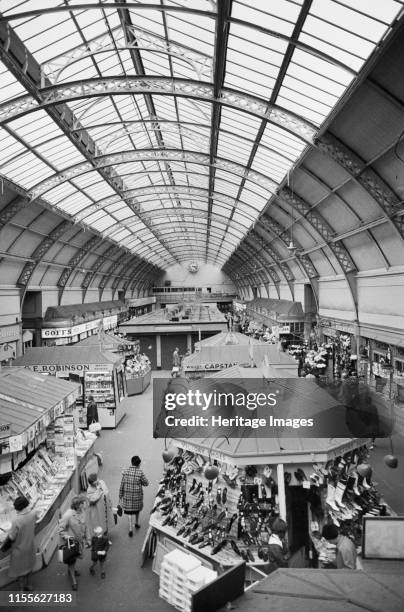 Grainger Market, Newcastle upon Tyne, circa 1955-c1980. An interior view of Grainger Market, a covered market built in 1835, showing the west range,...