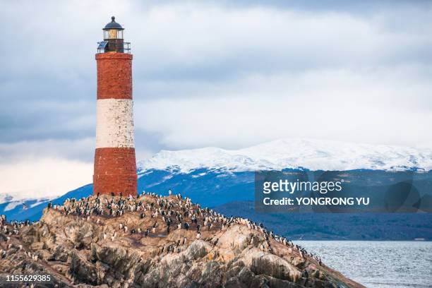 ushuaia lighthouse - argentinien island stock pictures, royalty-free photos & images
