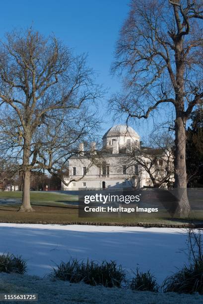 Chiswick Gdns & Park, London, England, UK, 1/2/10. Winter view of Chiswick House. Chiswick House is a Palladian villa commissioned by the Duke of...