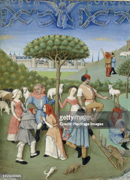 Annunciation to the shepherds: country dance. From Heures de Charles d'Angoulême, circa 1480. Found in the Collection of Bibliothèque Nationale de...