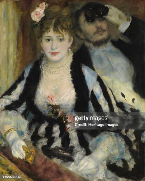 La Loge , 1874. Found in the Collection of Courtauld Institute of Art, London. Artist Renoir, Pierre Auguste .