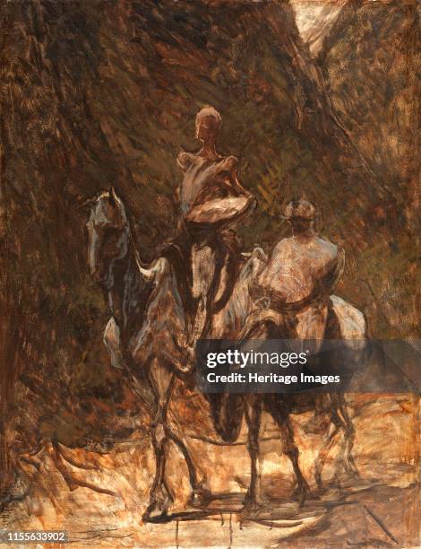 Don Quixote and Sancho Panza, 1868-1870. Found in the Collection of Courtauld Institute of Art, London. Artist Daumier, Honoré .