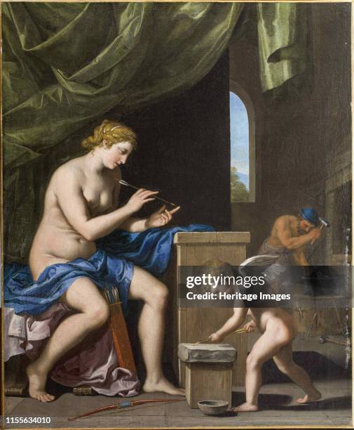 Vulcan forging the arrows for Cupid, circa 1645. Found in the Collection of Collection Motais de Narbonne. Artist Stella, Jacques .