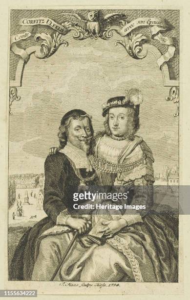 Double portrait of Corfitz Ulfeldt and his wife Leonora Christina, 1754. Found in the Collection of Kongernes Samling Rosenborg . Artist Haas, Jonas .