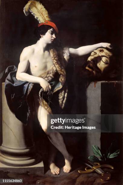 David with the Head of Goliath, 1605-1606. Found in the Collection of Galleria degli Uffizi, Florence. Artist Reni, Guido .