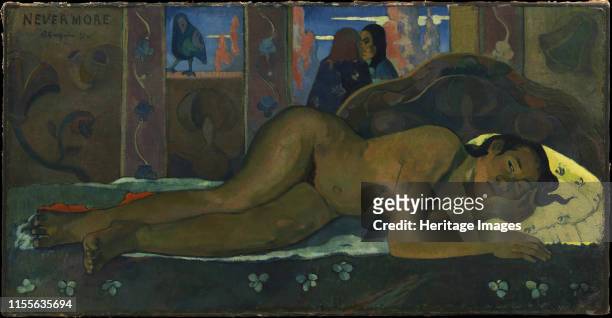 Nevermore, 1897. Found in the Collection of Courtauld Institute of Art, London. Artist Gauguin, Paul Eugéne Henri .