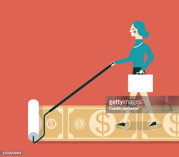 ilustrações de stock, clip art, desenhos animados e ícones de painting dollar - businesswoman - escova progressiva
