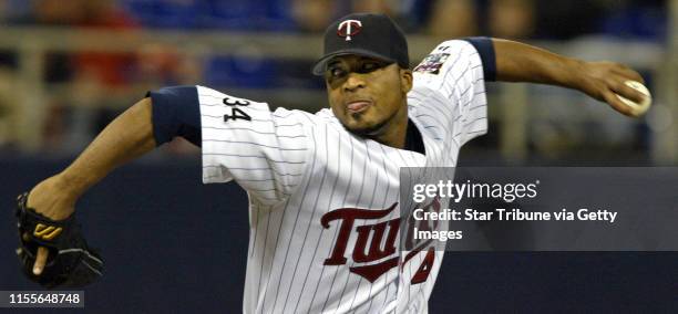 Mlevison@startribune.com 05/03/06 - Assign#102234- Twins vs. Kansas City. IN THIS PHOTO: Reliever Francisco Liriano finished the game for Brad Radke,...