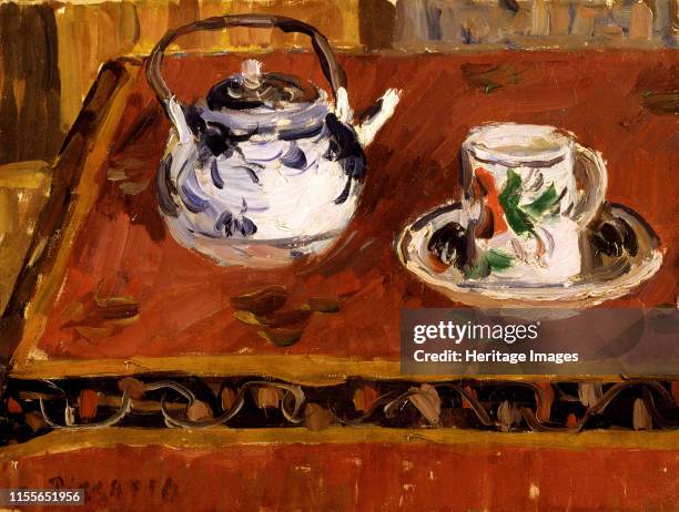 Nature morte, tasse et théière, 1899. Found in the Collection of Museum Langmatt. Artist Pissarro, Camille .