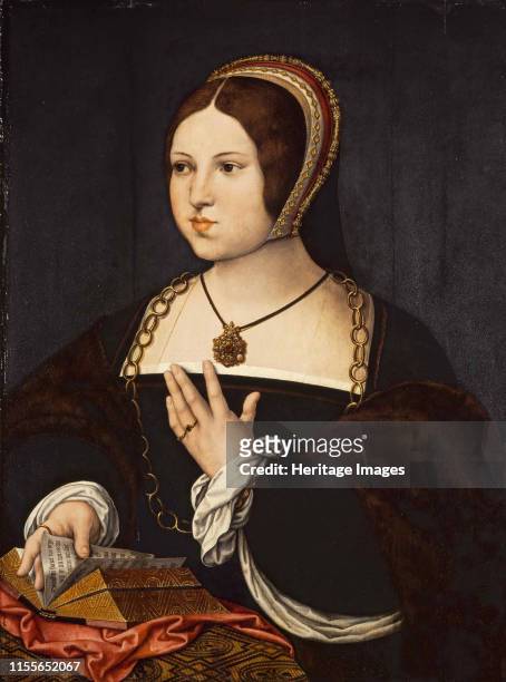 Portrait of Marie Haneton, circa 1518. Found in the Collection of National Gallery of Scotland, Edinburgh. Artist Orley, Bernaert, van .