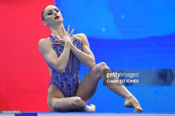 France's Eve Planeix competes in the solo free artistic swimming event during the 2019 World Championships at Yeomju Gymnasium in Gwangju on July 15,...