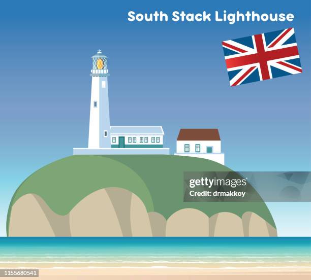 south stack lighthouse - lighthouse beacon stock illustrations