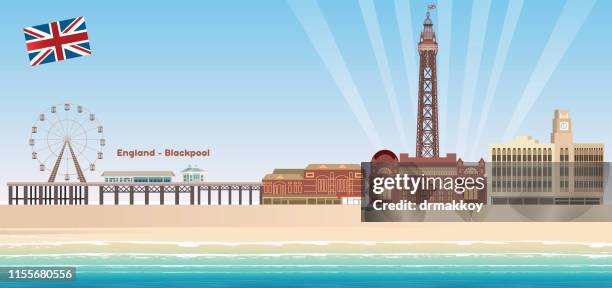 blackpool tower - blackpool tower stock illustrations