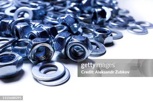 Washers Texture Iron Washers And Nuts Mixed Up Closeup Texture Background High-Res ...