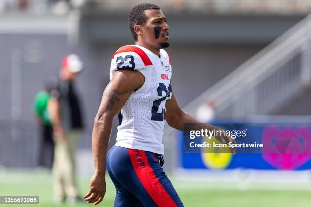 Montreal Alouettes defensive back Tommie Campbell during warm-up before Canadian Football League action between the Montreal Alouettes and Ottawa...