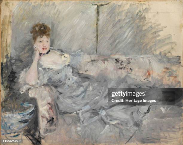 Woman in grey reclining, 1879. Private Collection. Artist Morisot, Berthe .