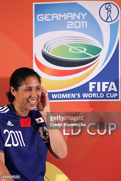 Steffi Jones, President of the Women's World Cup 2011 German Organizing Committee, attends a welcome event as part of the FIFA Women's World Cup...