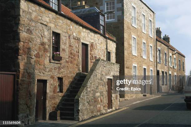 General view of housing along a street in the village of Cellardyke, East Neuk of Fife, Scotland, June 1997.