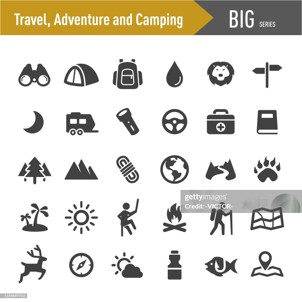 旅行、冒険とキャンプのアイコン-ビッグシリーズ