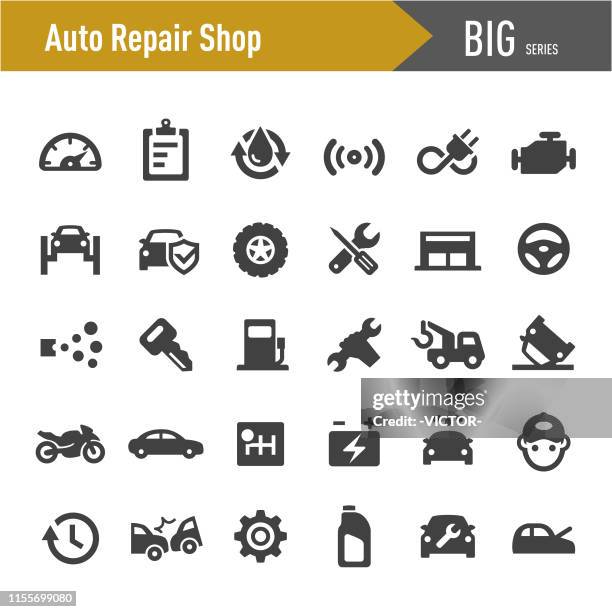 stockillustraties, clipart, cartoons en iconen met auto repair shop iconen-grote series - car repair