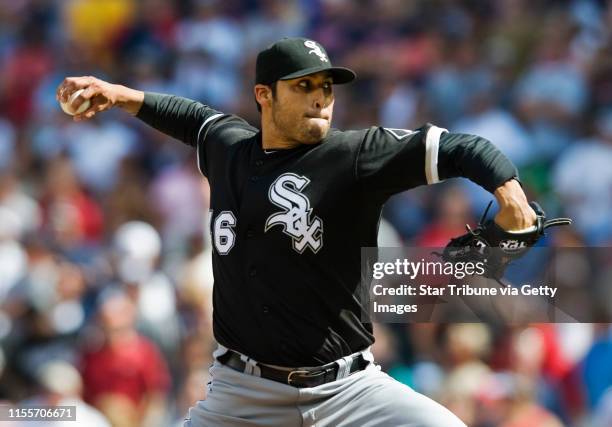 Dbrewster@startribune.com Sunday 07/18/10 Minneapolis TWINS vs. CHICAGO WHITE SOX ] White Sox pitcher Sergio Santos pitching in the 9th inning...