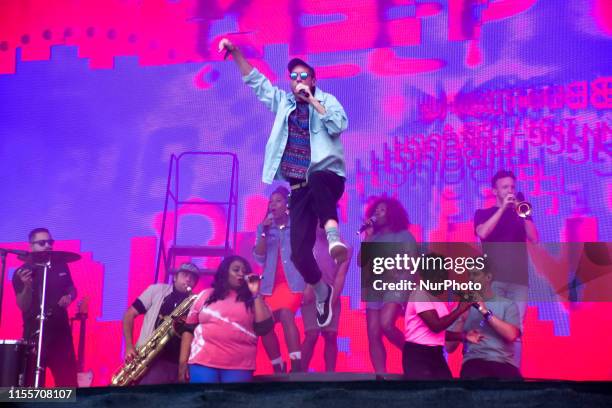 British indie rock band Bastille perform at Citadel Festival at Gunnersbury Park in London on July 14, 2019. The band consists of lead vocalist Dan...