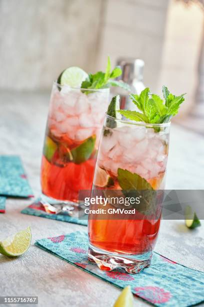 kombucha mojito with fresh mint and ice - kombucha stock pictures, royalty-free photos & images
