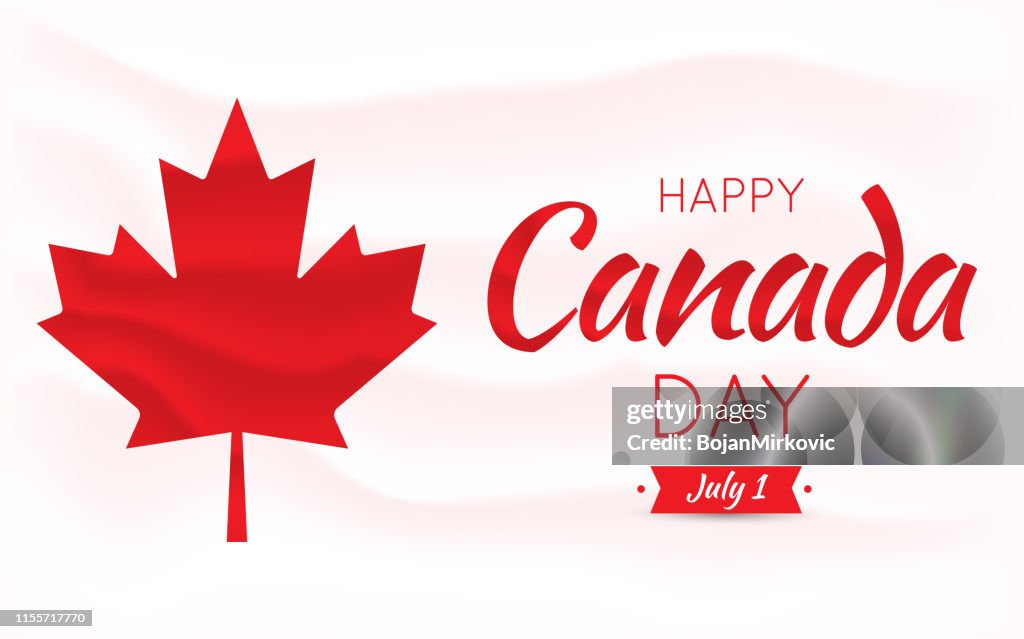 Poster happy canada day with maple leafs Vector Image