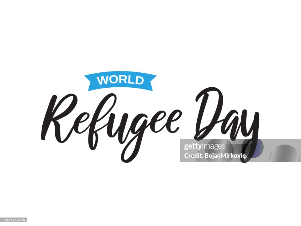 World Refugee day lettering card. Vector illustration.