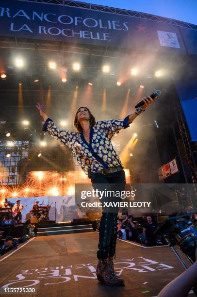 French singer Zazie performs on stage during the 35th edition of the Francofolies Music Festival, in La Rochelle, southwestern France, on July 14,...