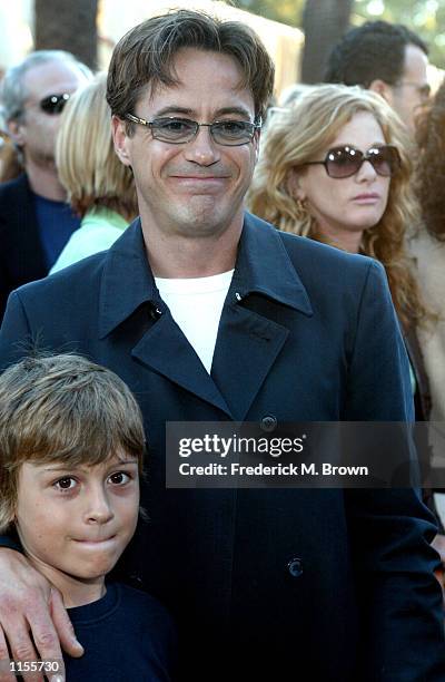 Actor Robert Downey Jr., and his son attend the film premiere of Austin Powers in Goldmember on July 22 in Los Angeles, California. The film opens...