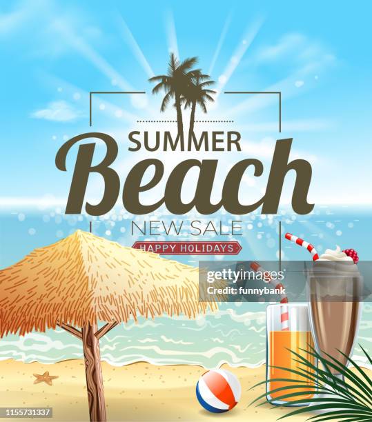 beautiful beach sign - milkshake background stock illustrations