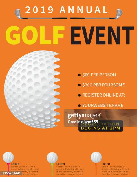 modern golf tournament with golf ball and club - golf flyer stock illustrations