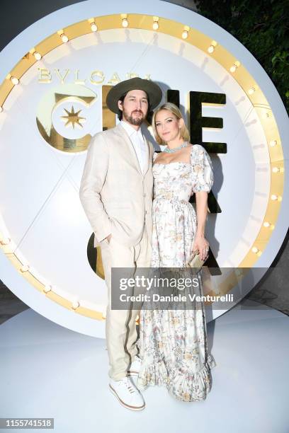 Kate Hudson and Danny Fujikawa attend the Bvlgari Hight Jewelry Exhibition on June 13, 2019 in Capri, Italy.