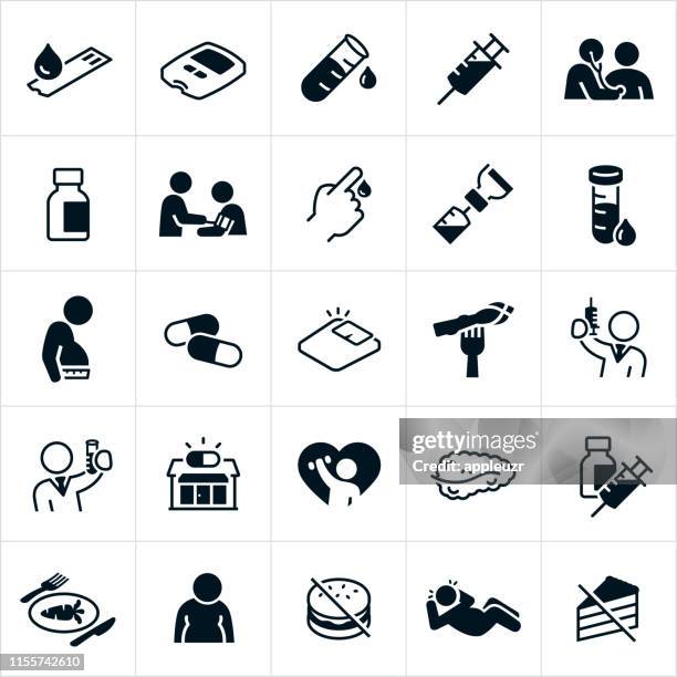 ilustraciones, imágenes clip art, dibujos animados e iconos de stock de iconos de la diabetes - hematología