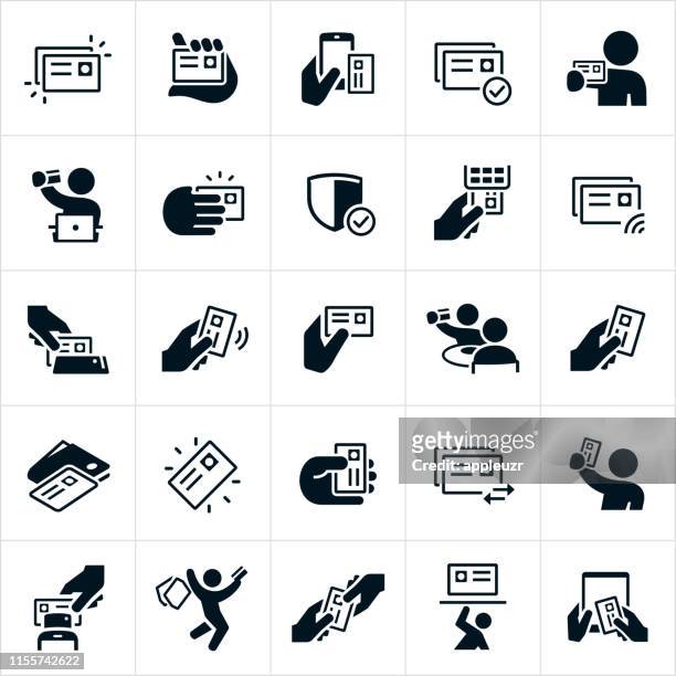 credit card icons - credit card reader stock illustrations
