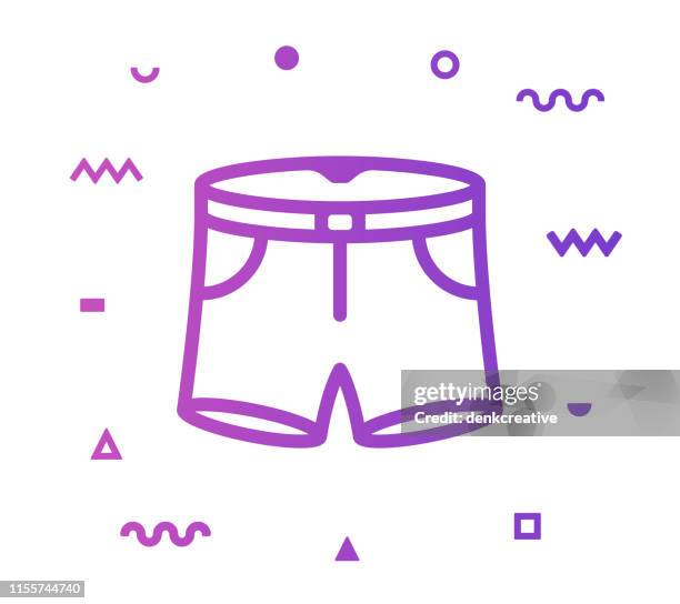 summer vacation line style icon design - short shorts stock illustrations