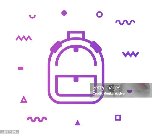 backpack line style icon design - heavy backpack stock illustrations
