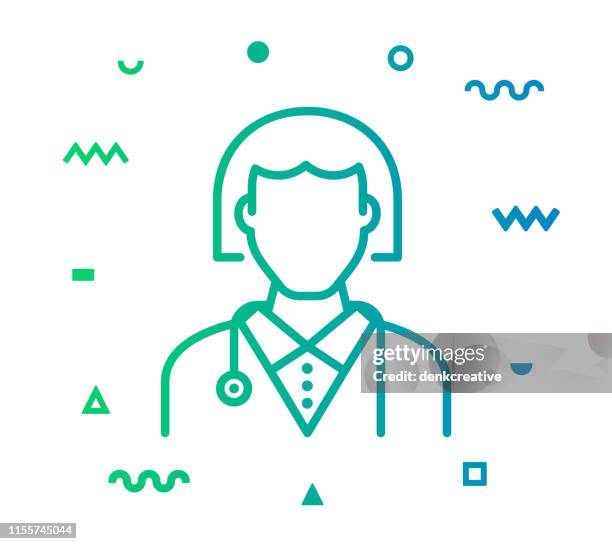 doctor line style icon design - patientin stock-grafiken, -clipart, -cartoons und -symbole