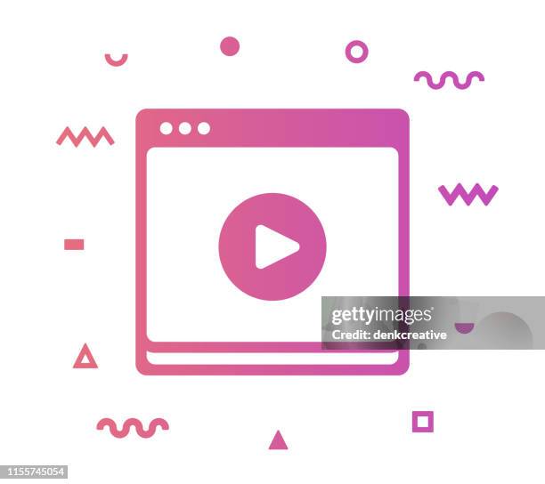 video player line style icon design - video voip stock illustrations
